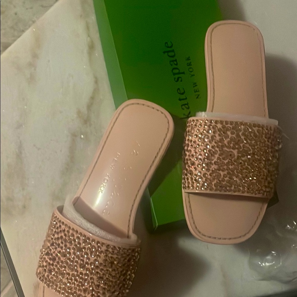 New Kate Spade Pink Glitter Sandals New In Box